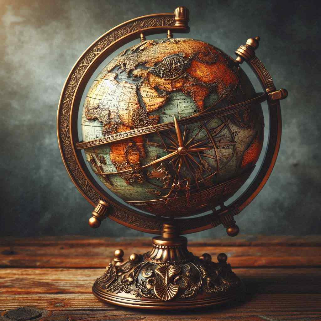 8 Antique Texture Globe with Metal and Wooden Stands